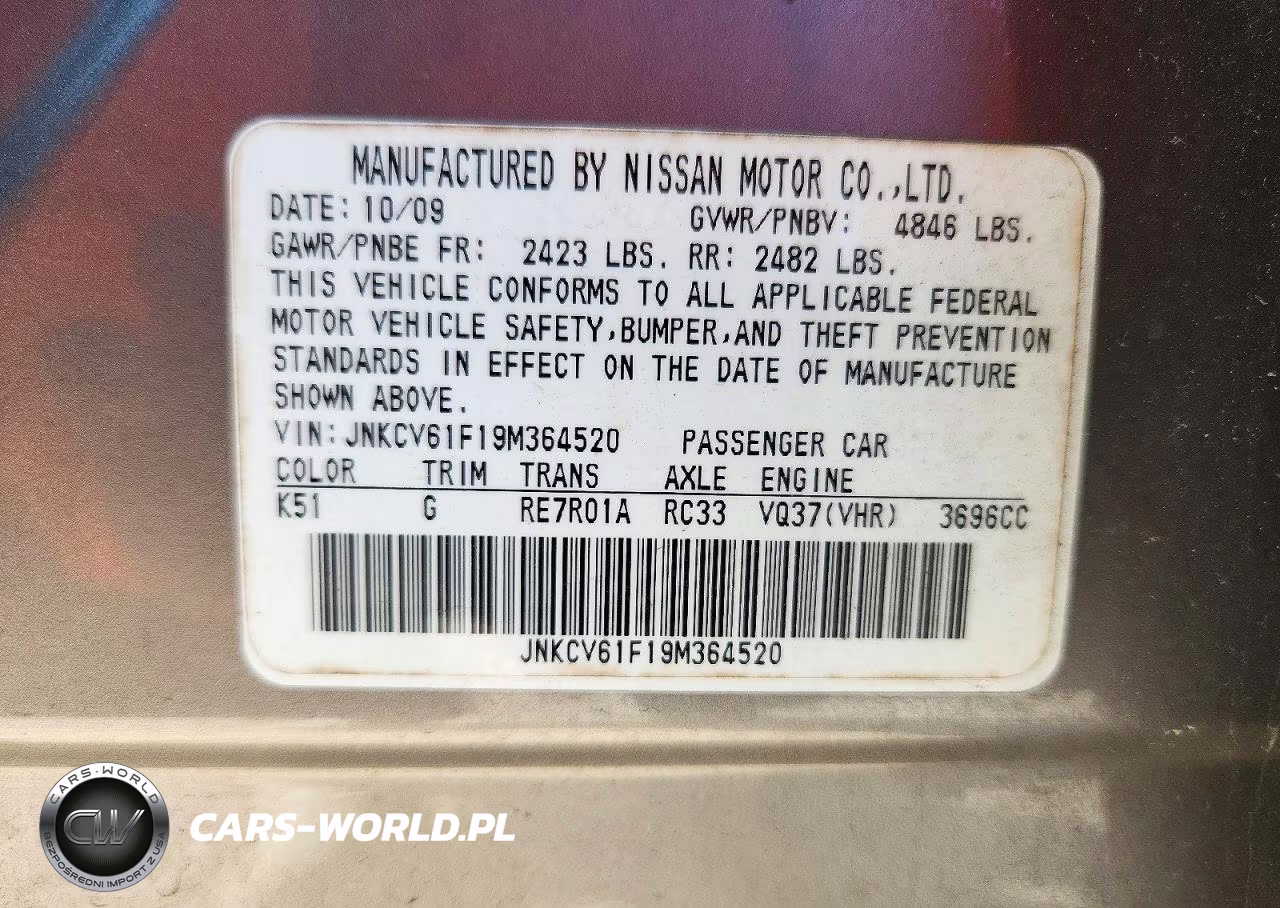 2009 Infiniti G37 Sedan X VIN:JNKCV61F19M364520 - 12