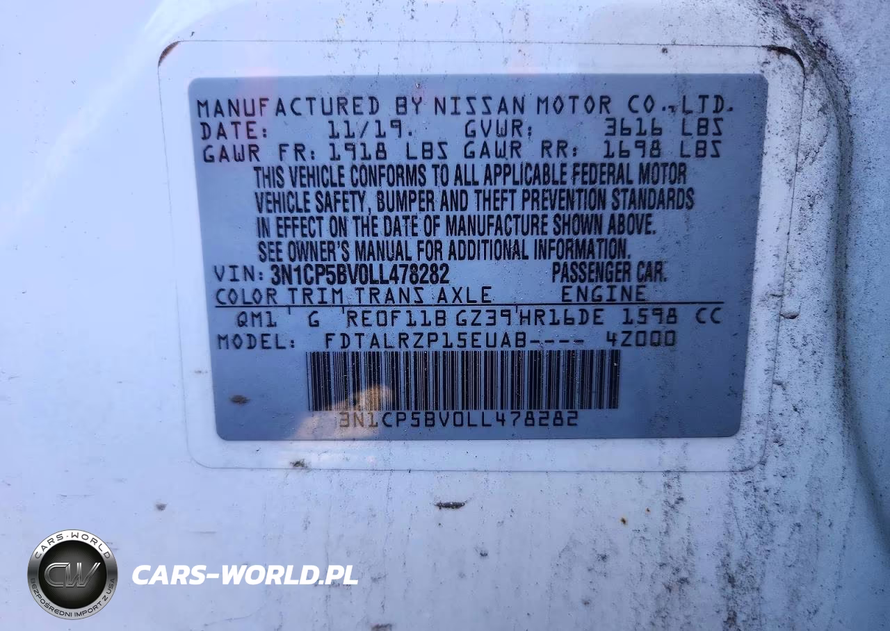 2020 Nissan Kicks S VIN:3N1CP5BV0LL478282 - 13