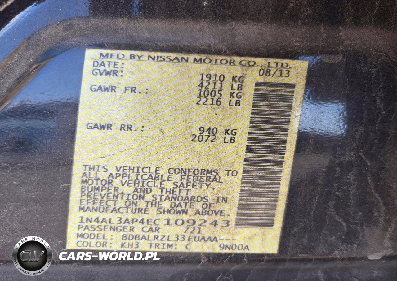 2014 Nissan Altima 2.5 VIN:1N4AL3AP4EC109243 - 12