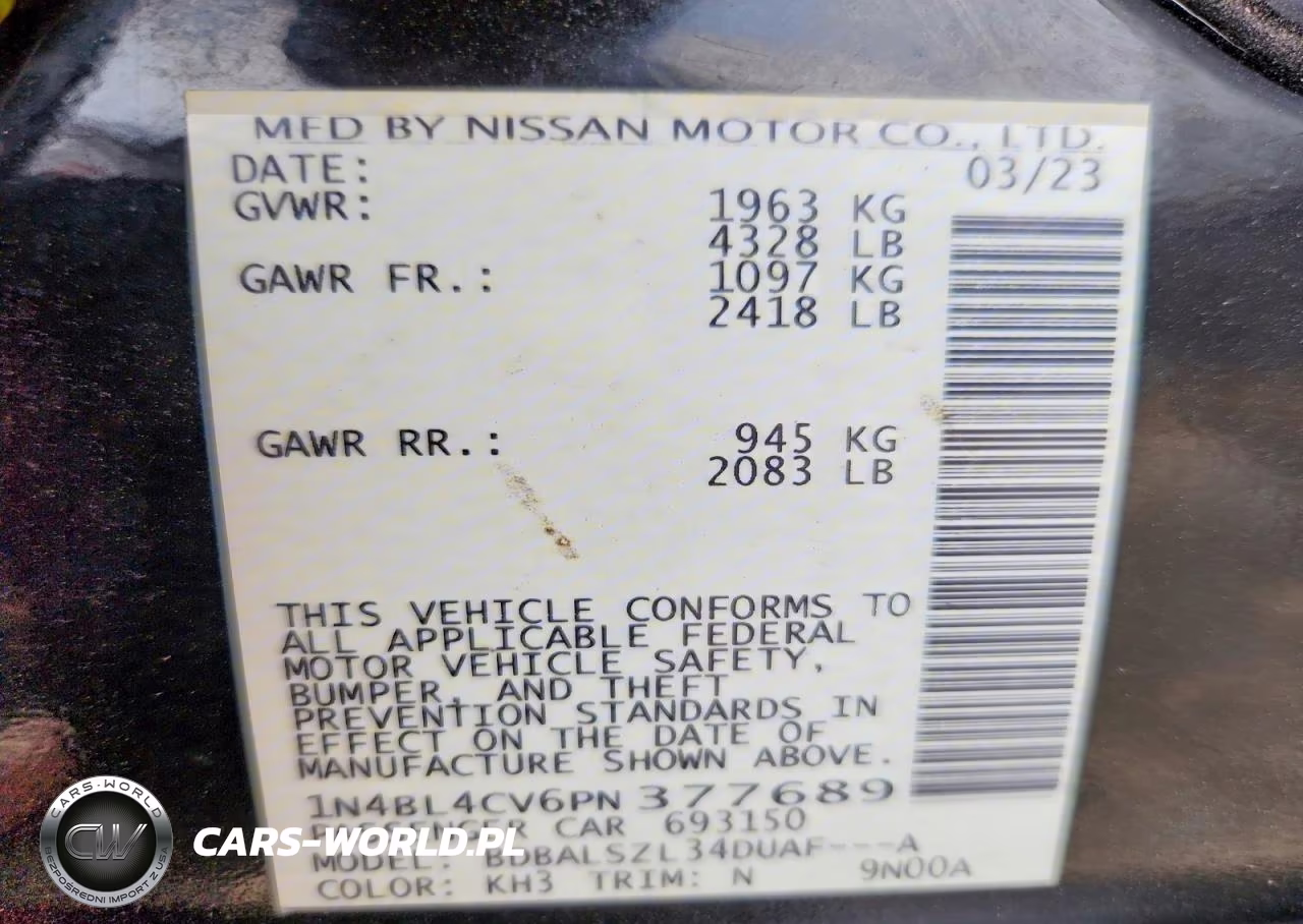 2023 Nissan Altima Sr VIN:1N4BL4CV6PN377689 - 12