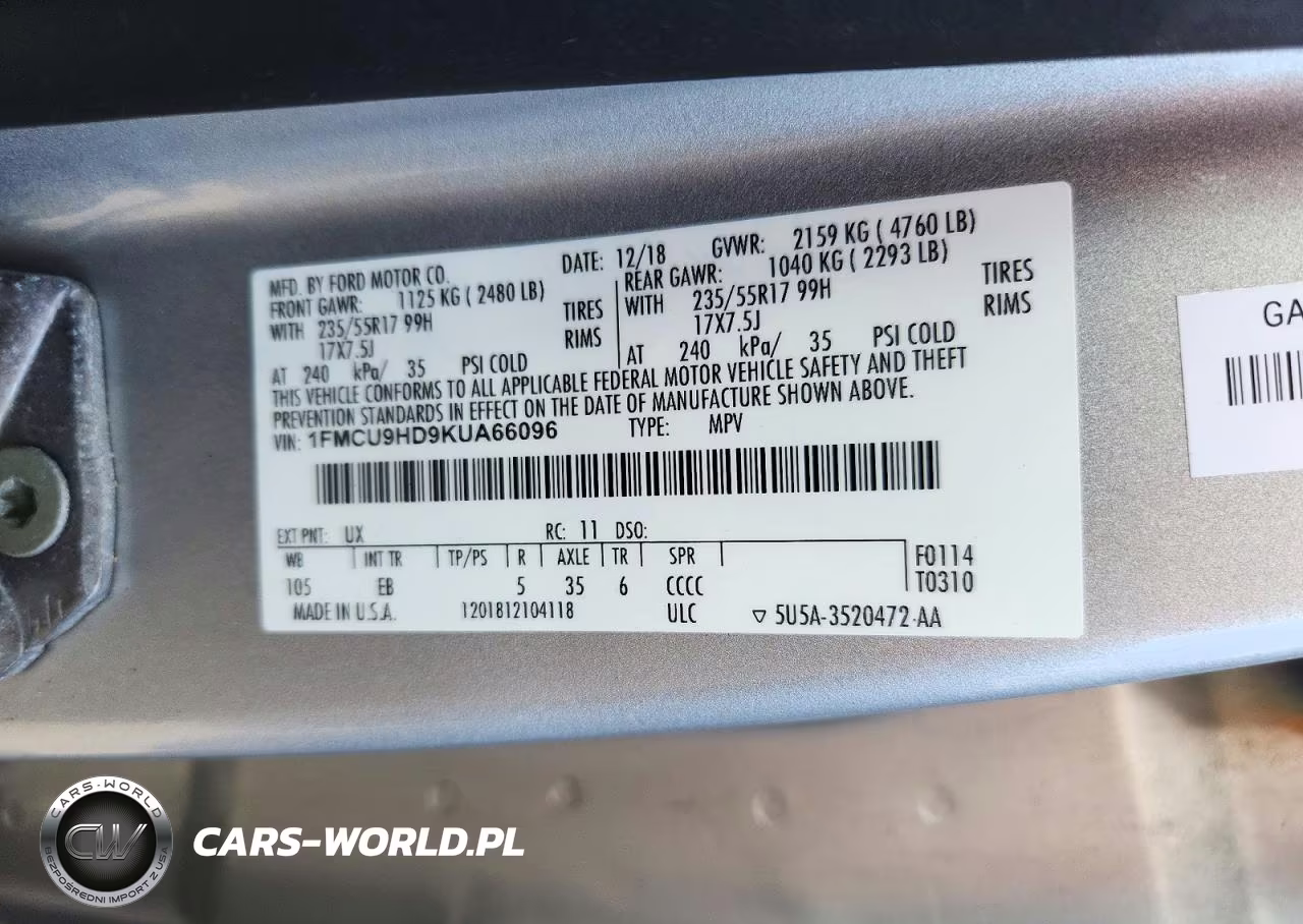 2019 Ford Escape Sel VIN:1FMCU9HD9KUA66096 - 13