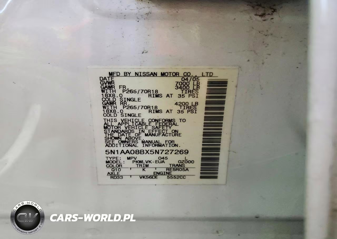 2005 Nissan Armada Se VIN:5N1AA08BX5N727269 - 13