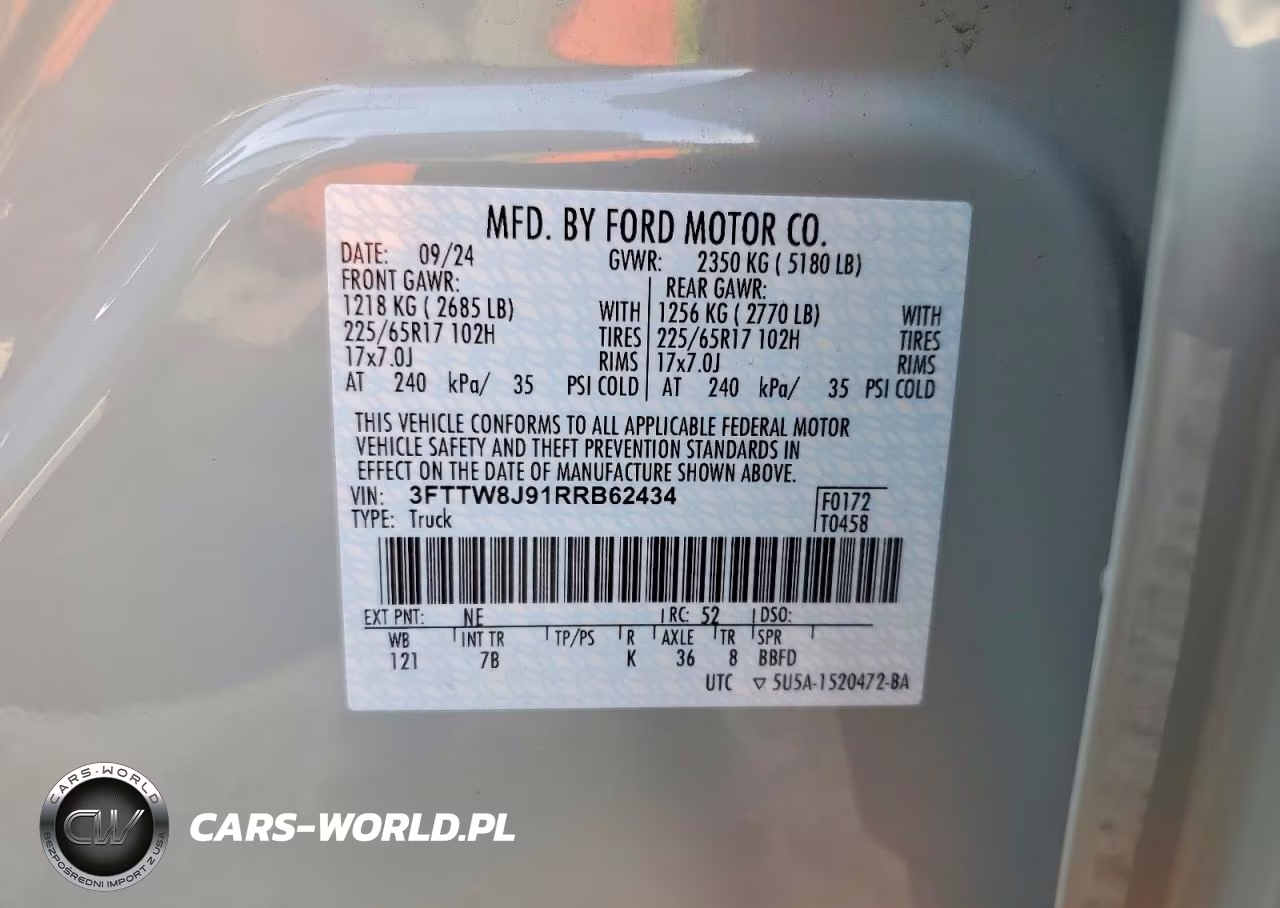 2024 Ford Maverick Xlt VIN:3FTTW8J91RRB62434 - 12
