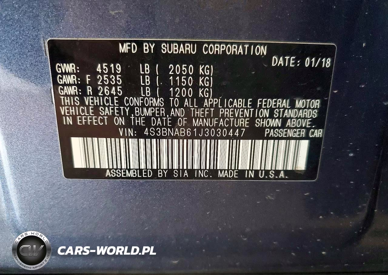 2018 Subaru Legacy 2.5I VIN:4S3BNAB61J3030447 - 12