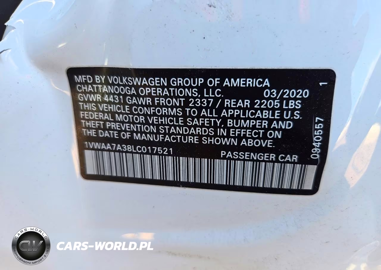 2020 Volkswagen Passat S VIN:1VWAA7A38LC017521 - 12