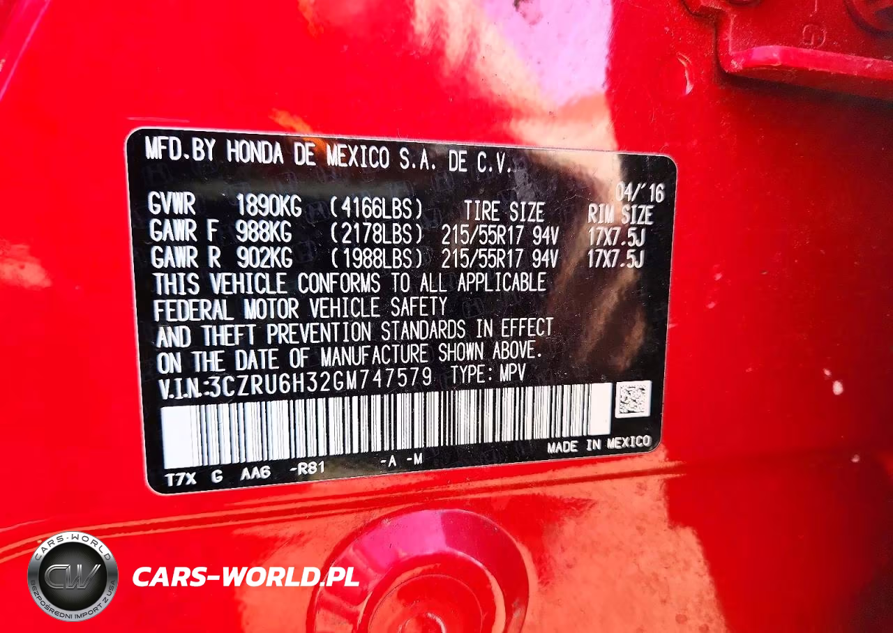 2016 Honda Hr-V Lx VIN:3CZRU6H32GM747579 - 12