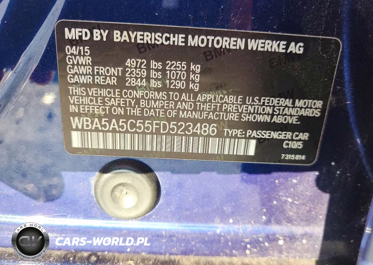 2015 BMW 528 I VIN:WBA5A5C55FD523486 - 12