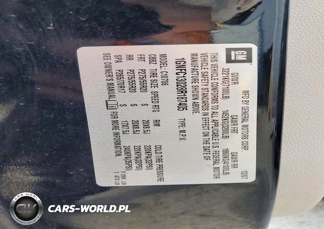 2008 Chevrolet Tahoe C1500 VIN:1GNFC13028R187405 - 13