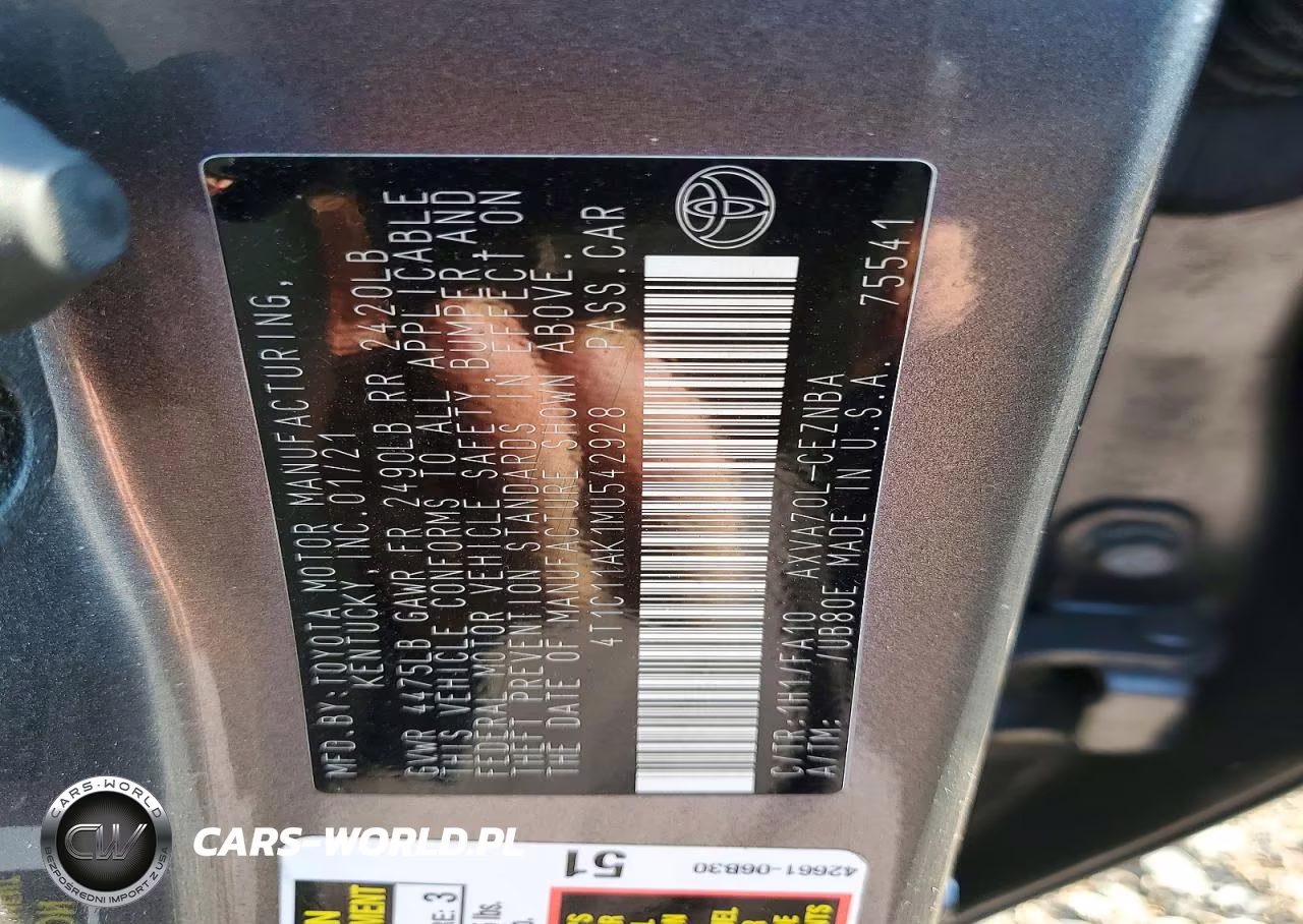 2021 Toyota Camry Le VIN:4T1C11AK1MU542928 - 12