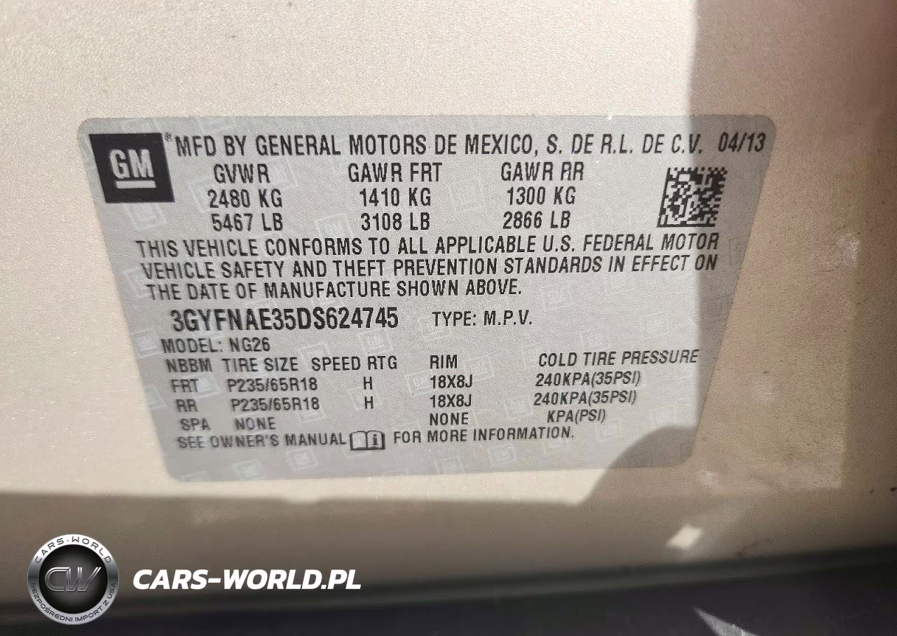 2013 Cadillac Srx VIN:3GYFNAE35DS624745 - 13