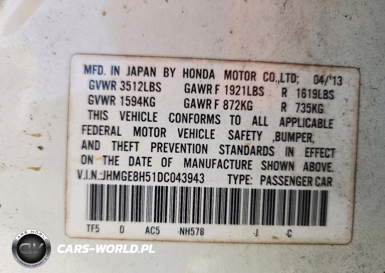 2013 Honda Fit Sport VIN:JHMGE8H51DC043943 - 13
