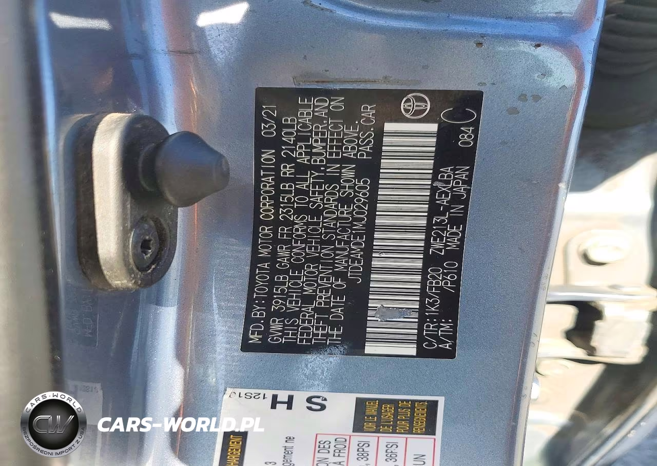 2021 Toyota Corolla Le VIN:JTDEAMDE1MJ029605 - 12