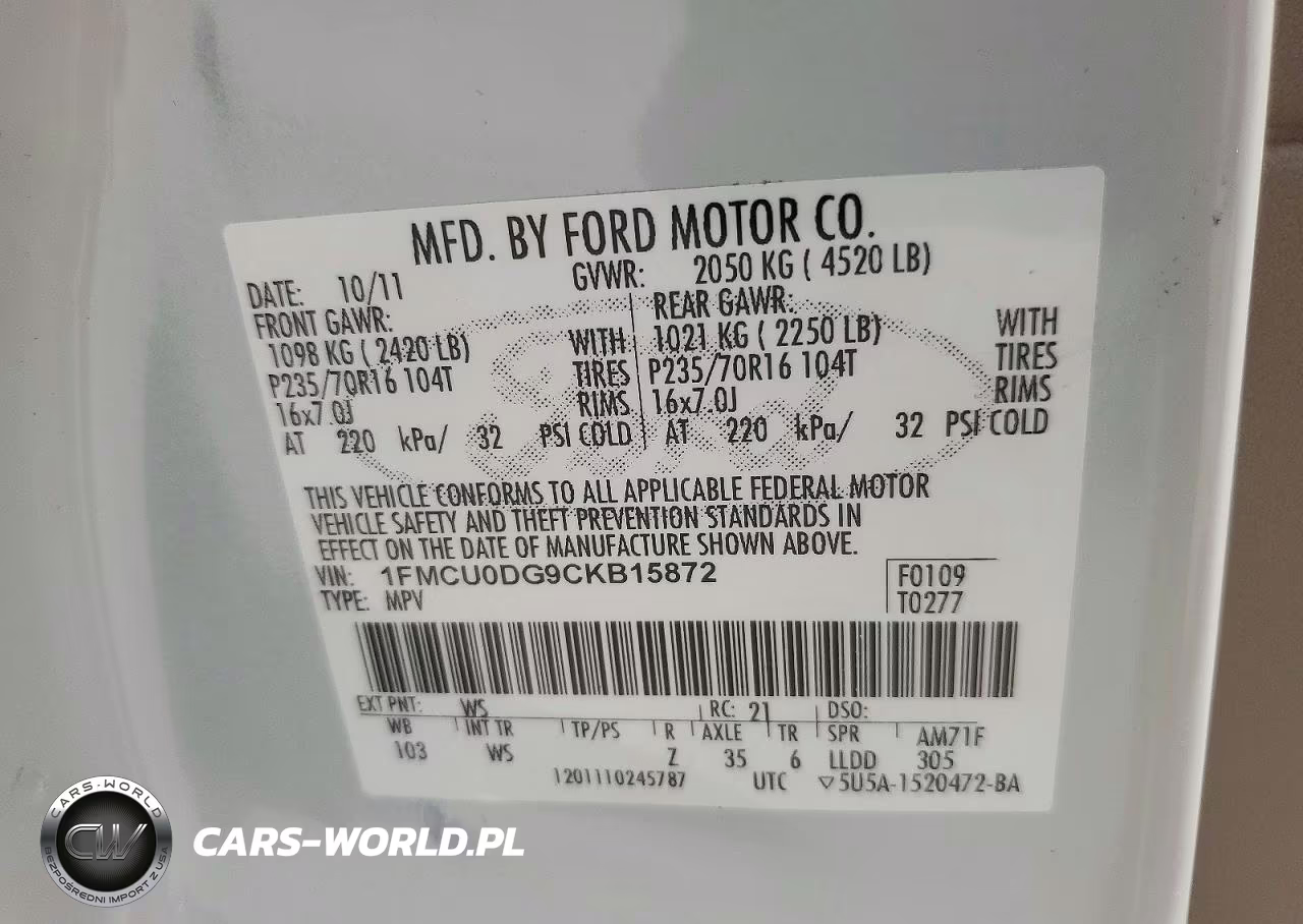 2012 Ford Escape Xlt VIN:1FMCU0DG9CKB15872 - 13