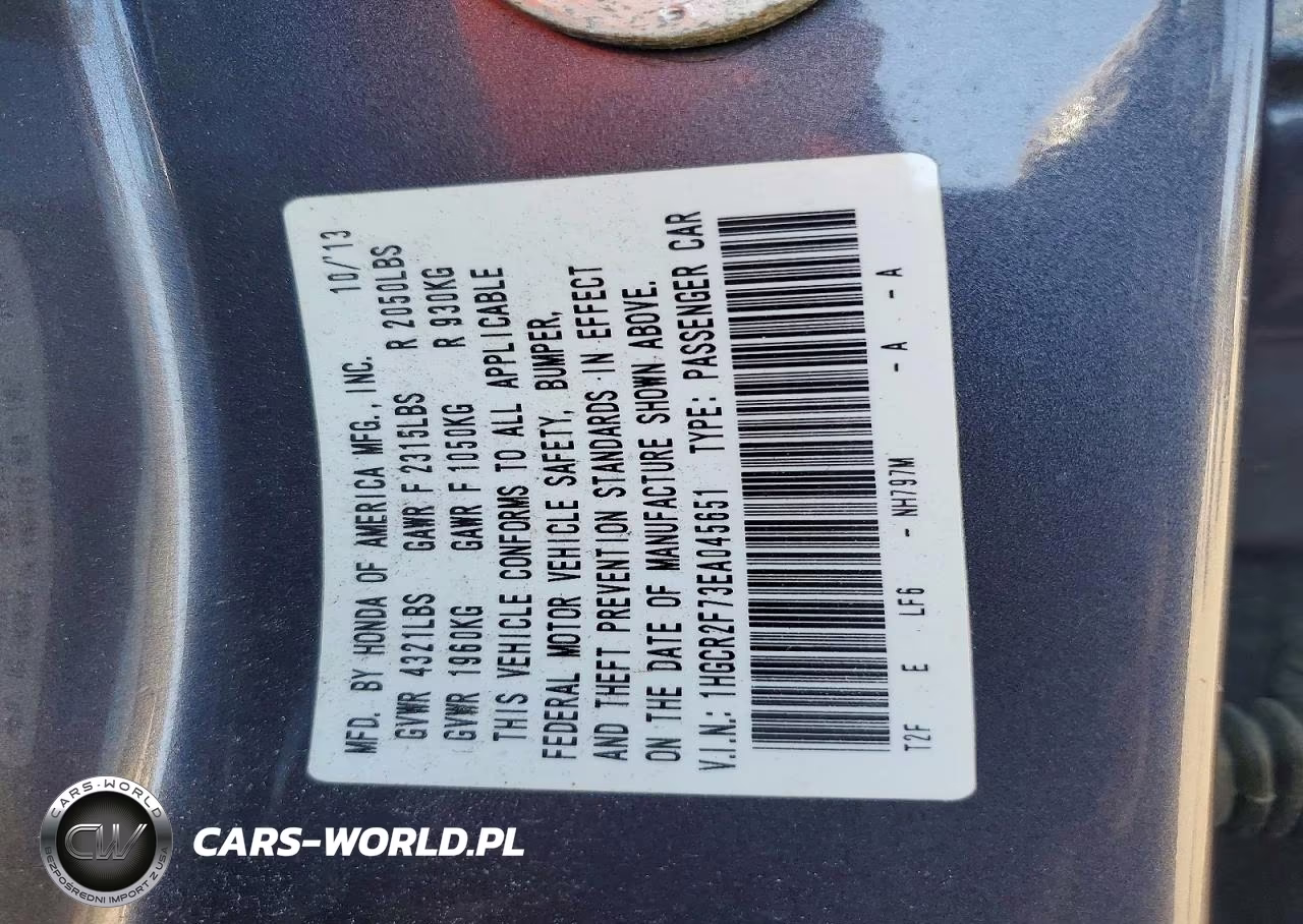 2014 Honda Accord Ex VIN:1HGCR2F73EA045651 - 12