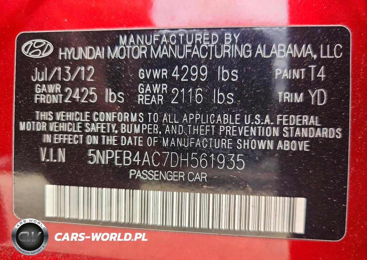 2013 Hyundai Sonata Gls VIN:5NPEB4AC7DH561935 - 12