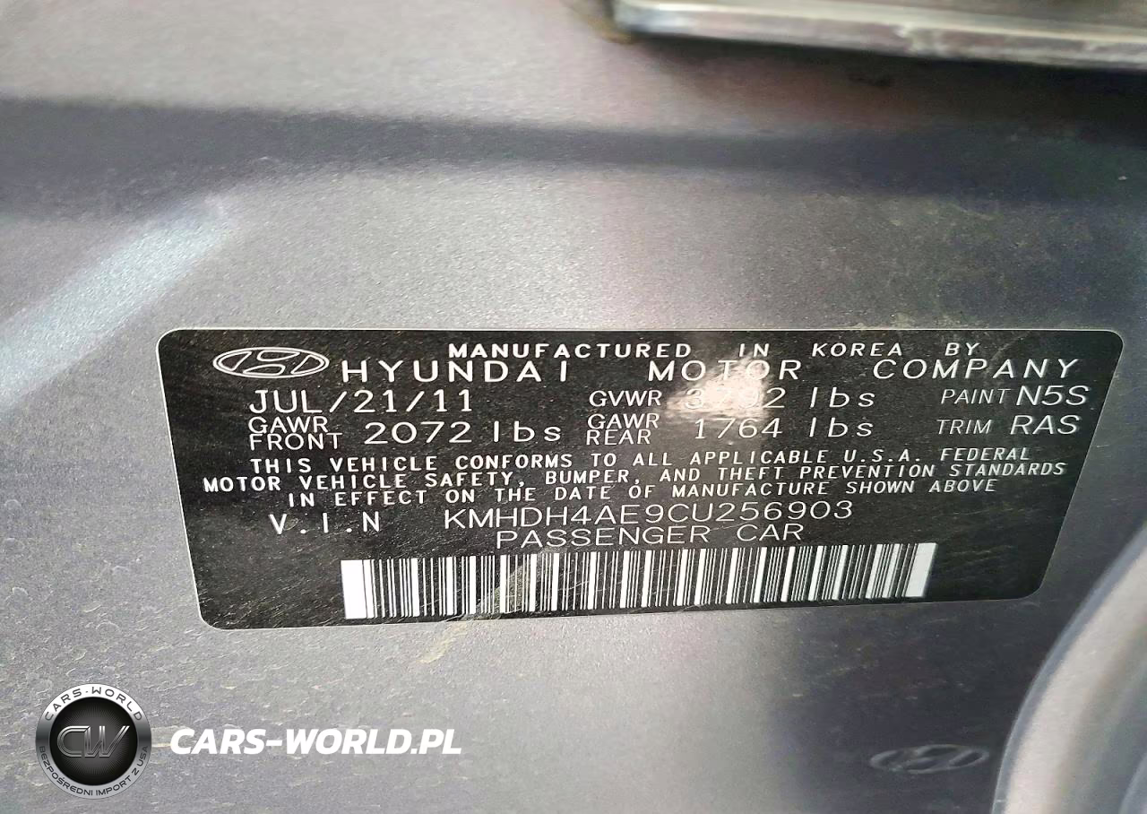 2012 Hyundai Elantra Limited VIN:KMHDH4AE9CU256903 - 12