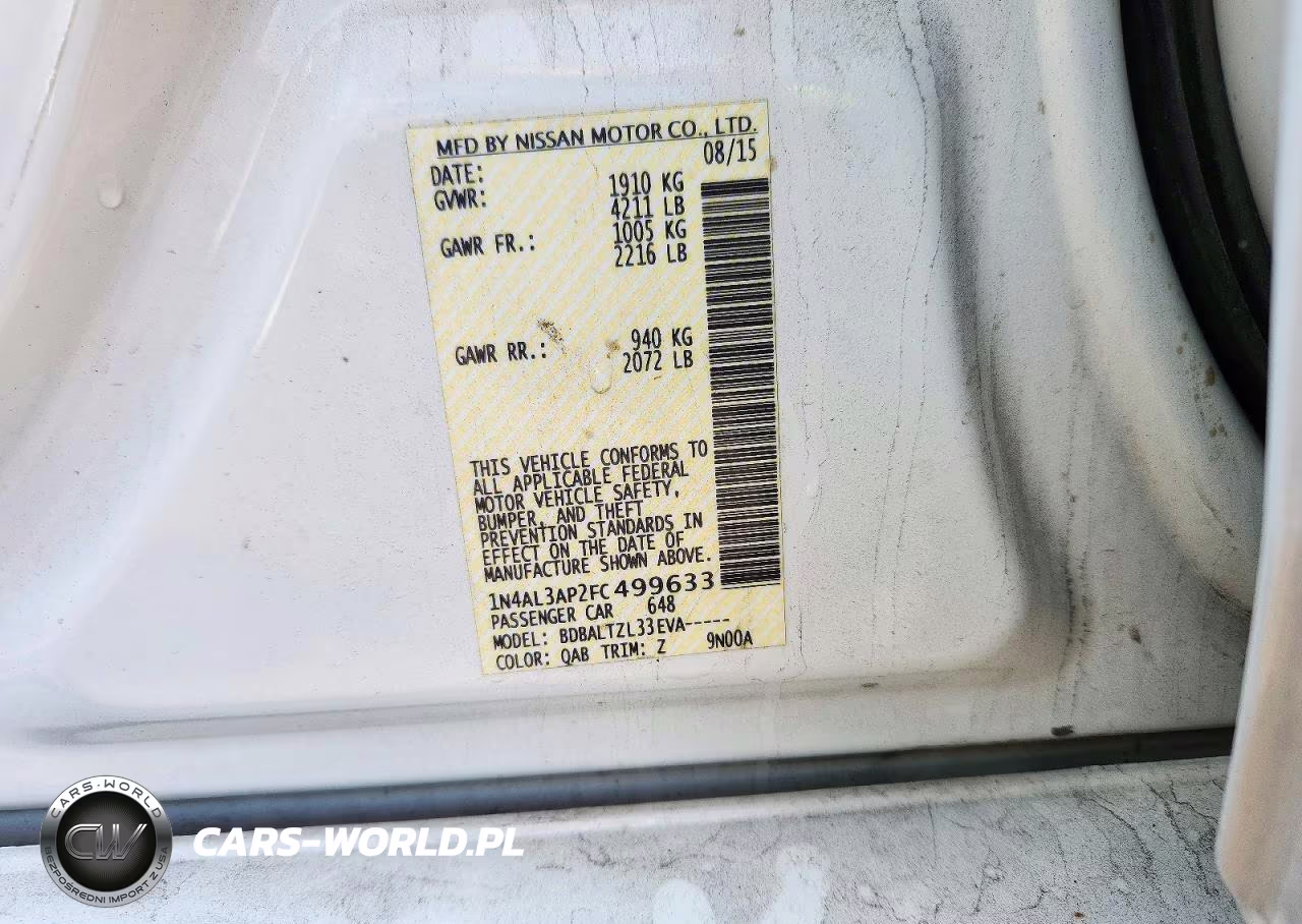 2015 Nissan Altima 2.5 Sl VIN:1N4AL3AP2FC499633 - 13