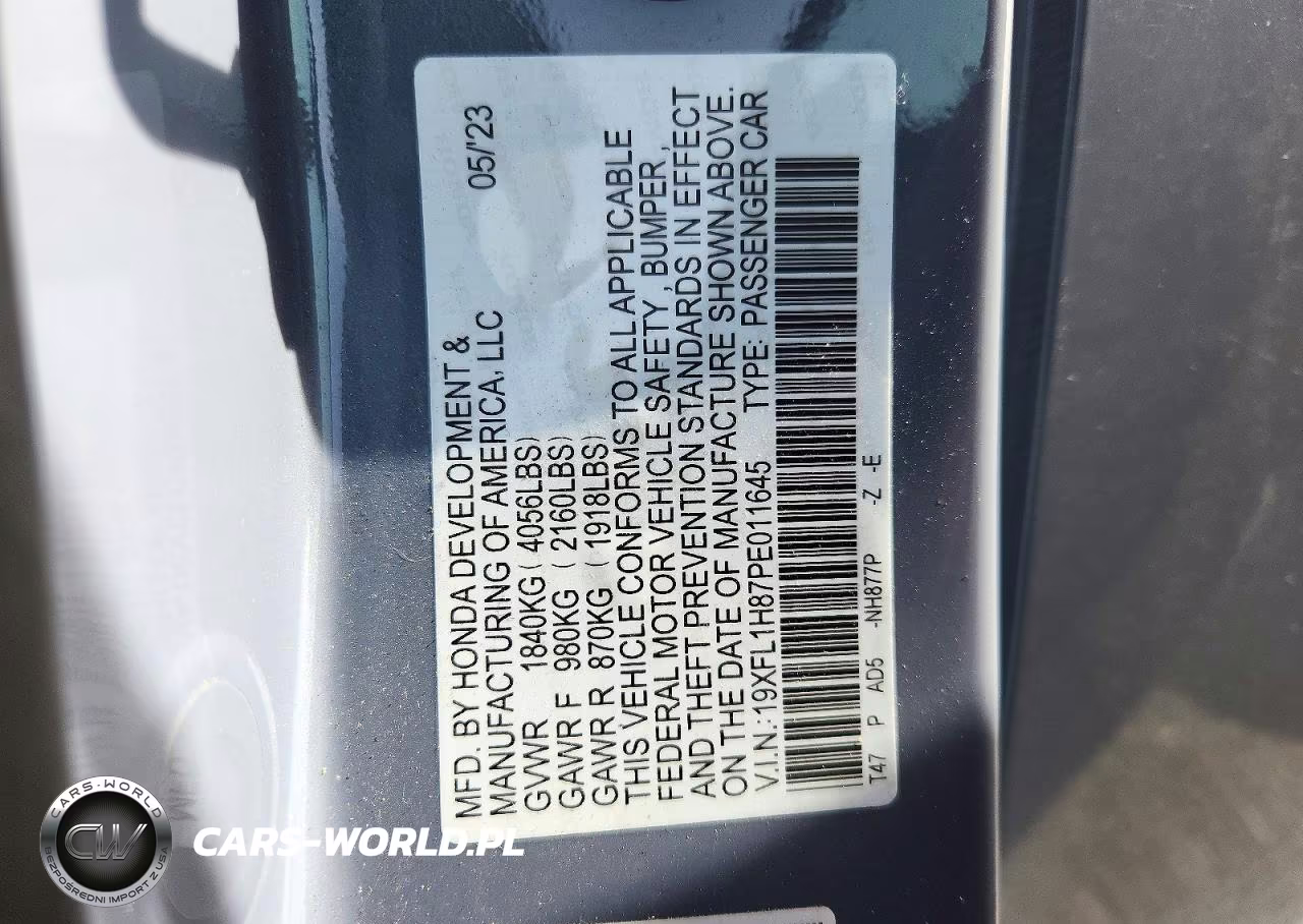 2023 Honda Civic Sport Touring VIN:19XFL1H87PE011645 - 12