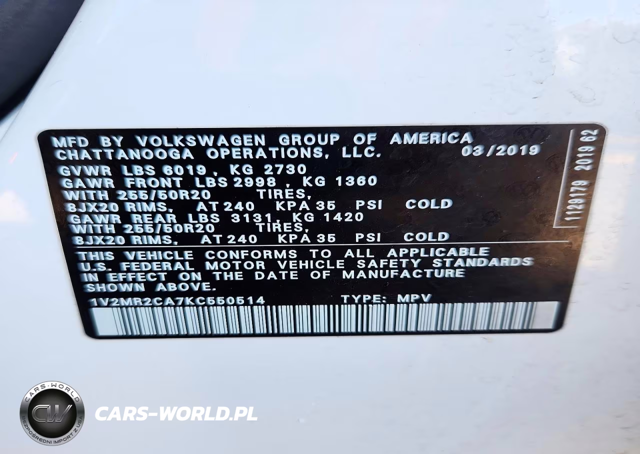 2019 Volkswagen Atlas Sel VIN:1V2MR2CA7KC550514 - 14