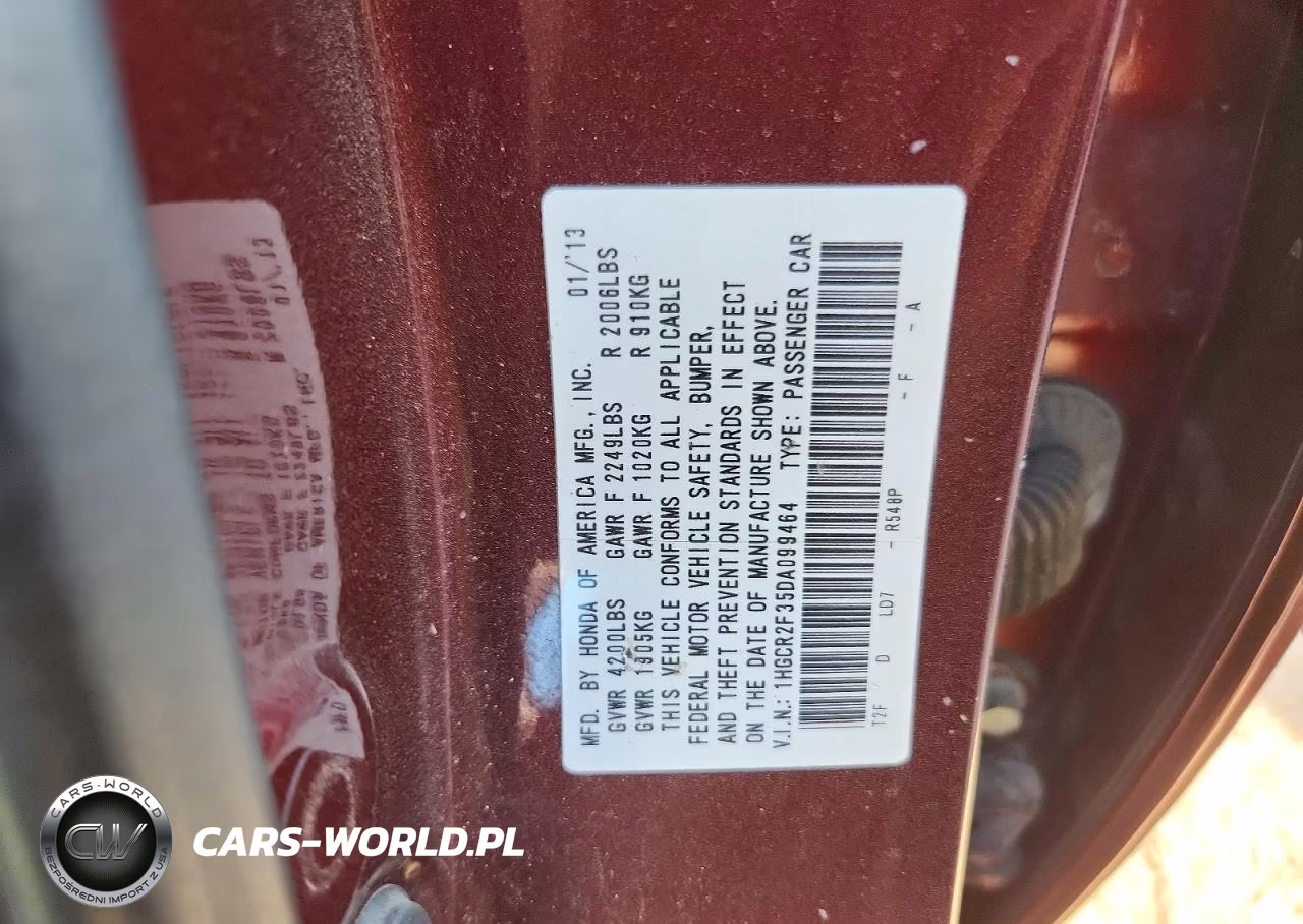 2013 Honda Accord Lx VIN:1HGCR2F35DA099464 - 12