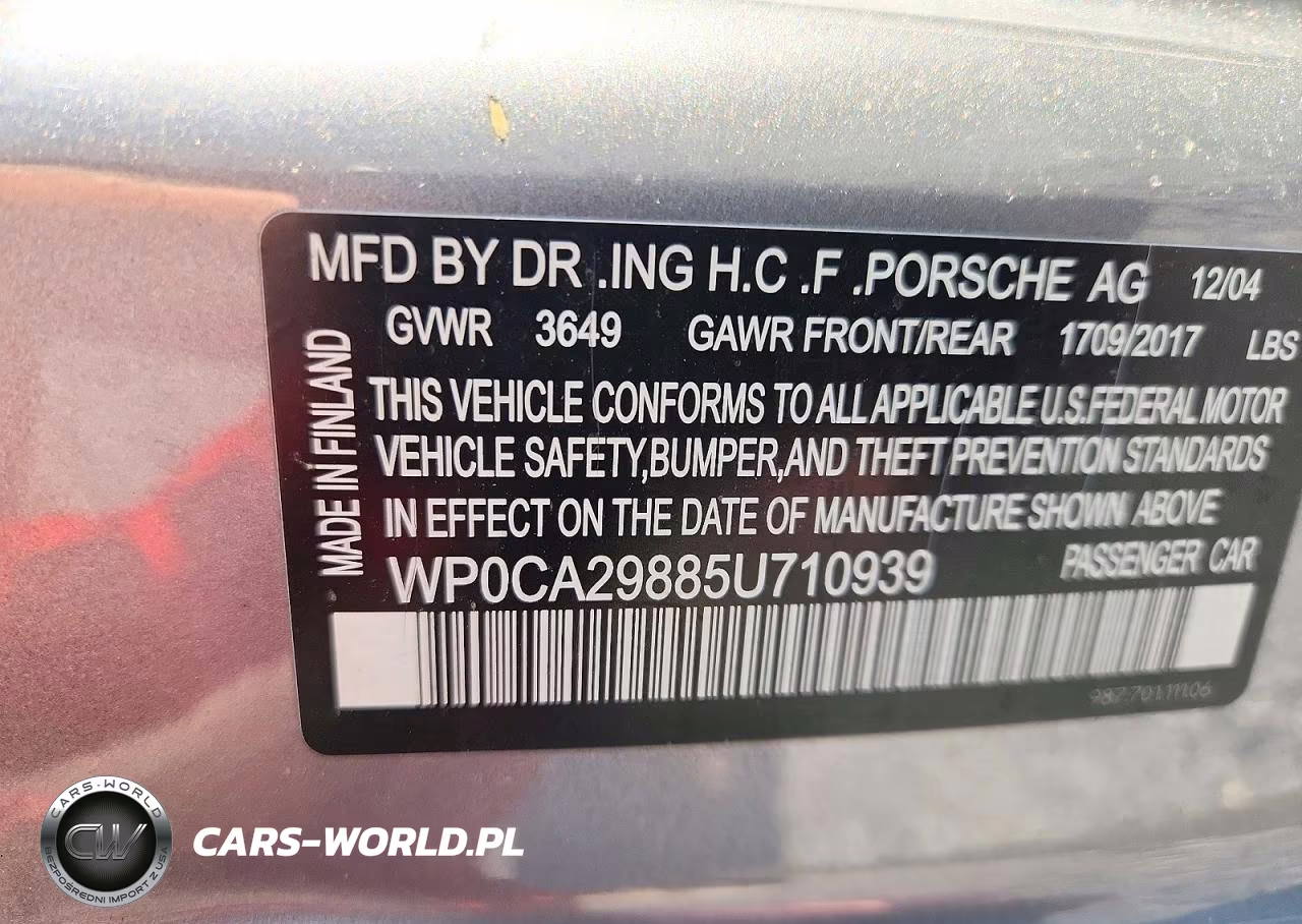2005 Porsche Boxster VIN:WP0CA29885U710939 - 12