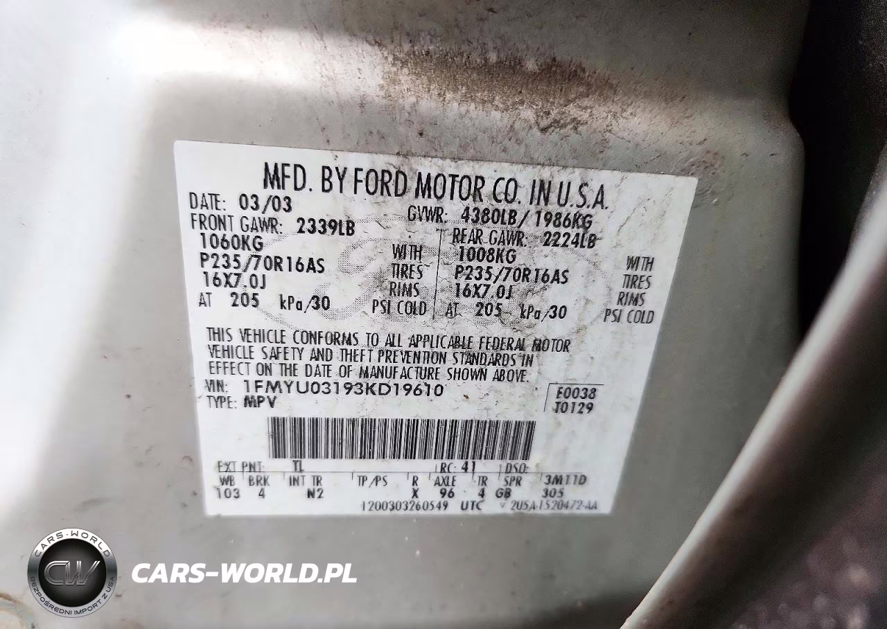 2003 Ford Escape Xlt VIN:1FMYU03193KD19610 - 13