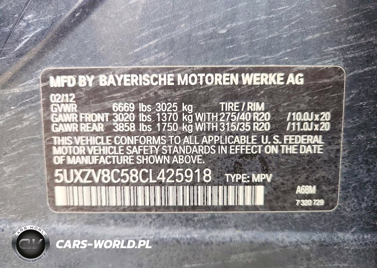 2012 BMW X5 xDrive50I VIN:5UXZV8C58CL425918 - 12