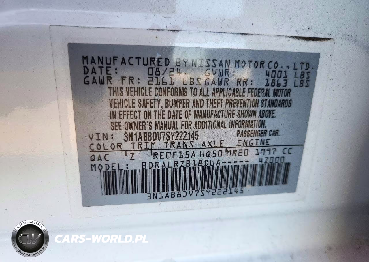 2025 Nissan Sentra Sr VIN:3N1AB8DV7SY222145 - 12