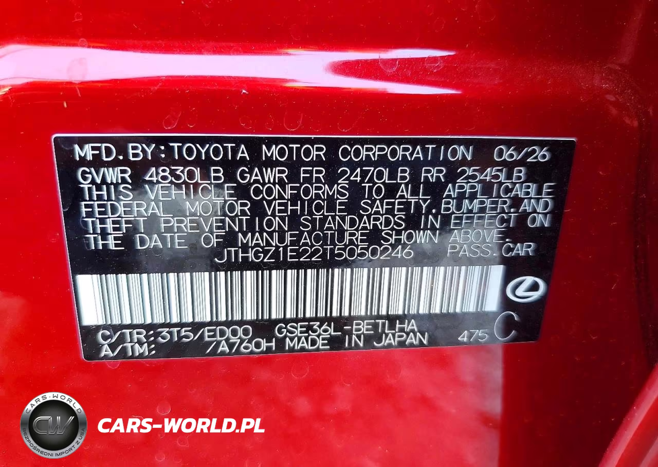 2026 Lexus Is 350 F Sport VIN:JTHGZ1E22T5050246 - 12