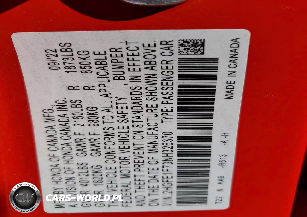 2022 Honda Civic Ex VIN:2HGFE1F73NH326370 - 12