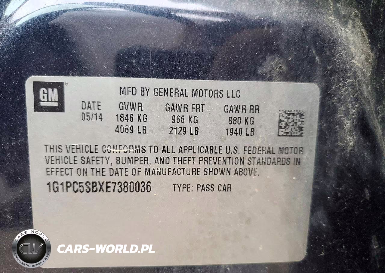 2014 Chevrolet Cruze Lt VIN:1G1PC5SBXE7380036 - 12