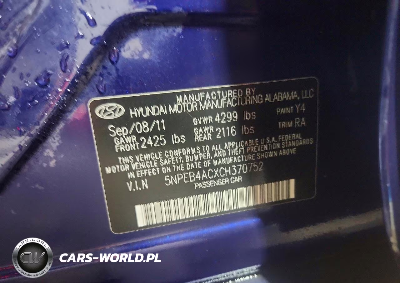 2012 Hyundai Sonata Gls VIN:5NPEB4ACXCH370752 - 13