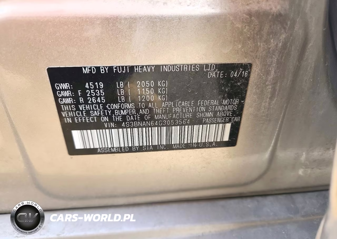 2016 Subaru Legacy 2.5I Limited VIN:4S3BNAN64G3053564 - 12