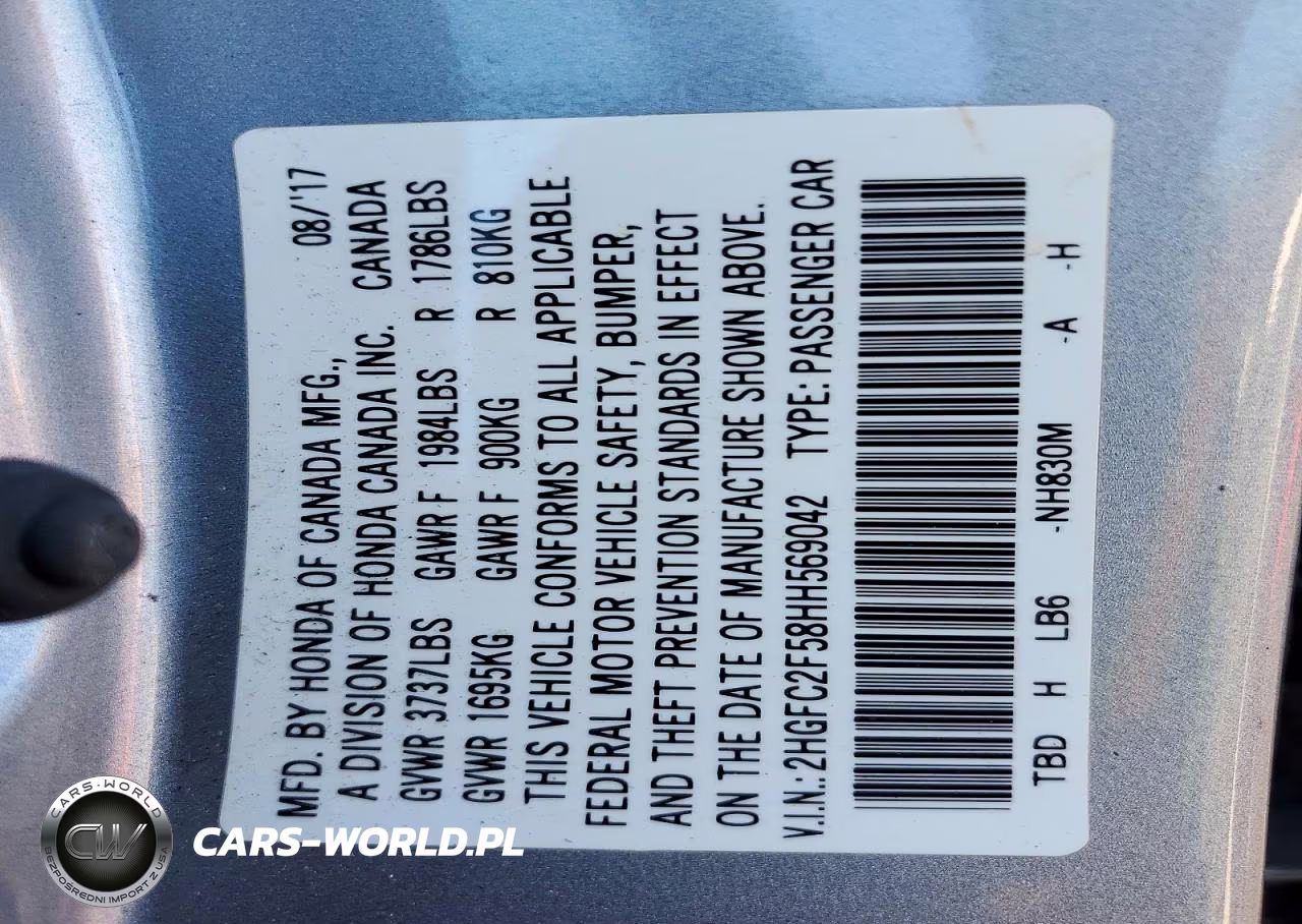 2017 Honda Civic Lx VIN:2HGFC2F58HH569042 - 13