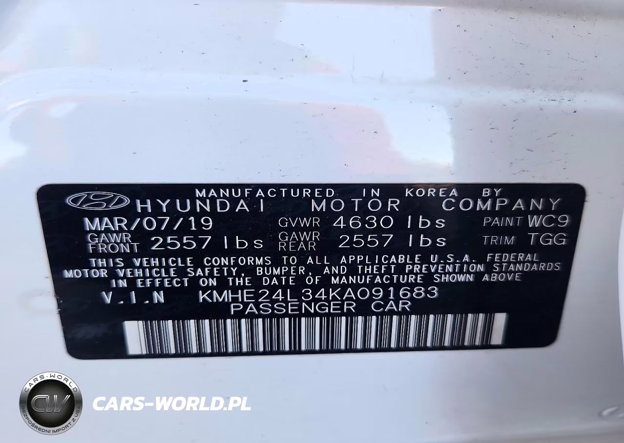2019 Hyundai Sonata Hybrid Se VIN:KMHE24L34KA091683 - 12