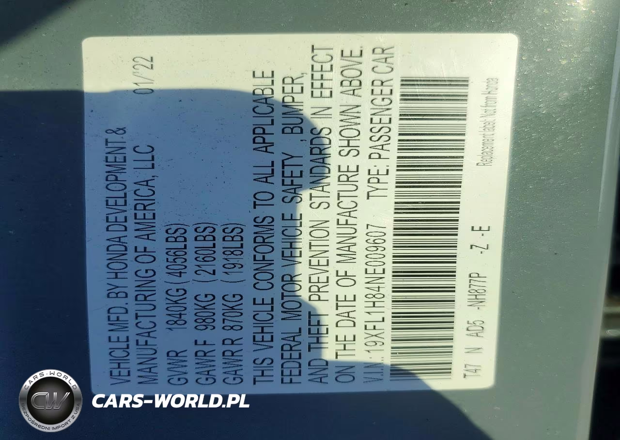 2022 Honda Civic Sport Touring VIN:19XFL1H84NE009607 - 13