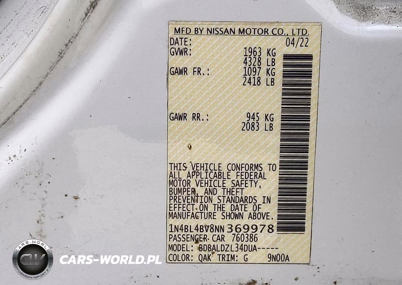 2022 Nissan Altima S VIN:1N4BL4BV8NN369978 - 12