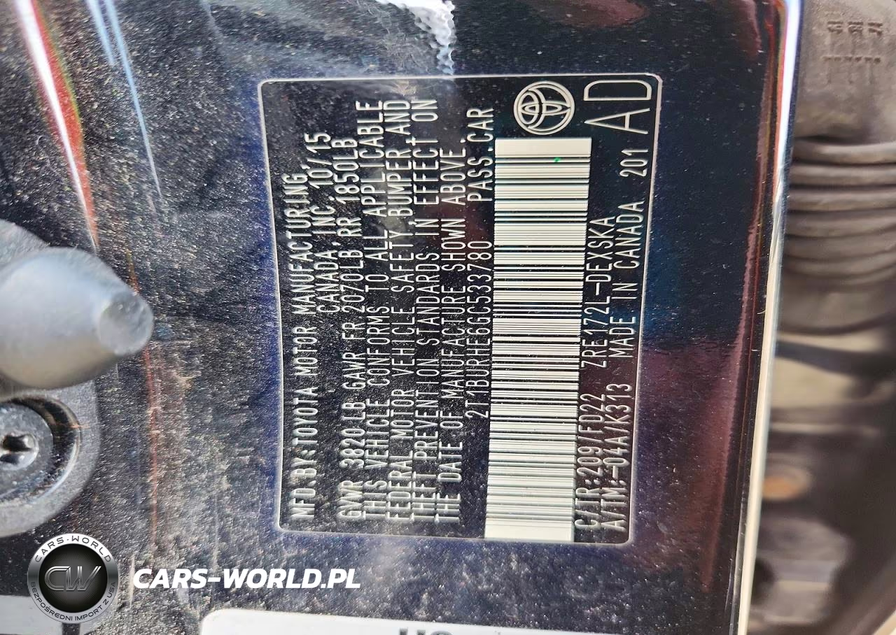 2016 Toyota Corolla S Special Edition VIN:2T1BURHE6GC533780 - 12
