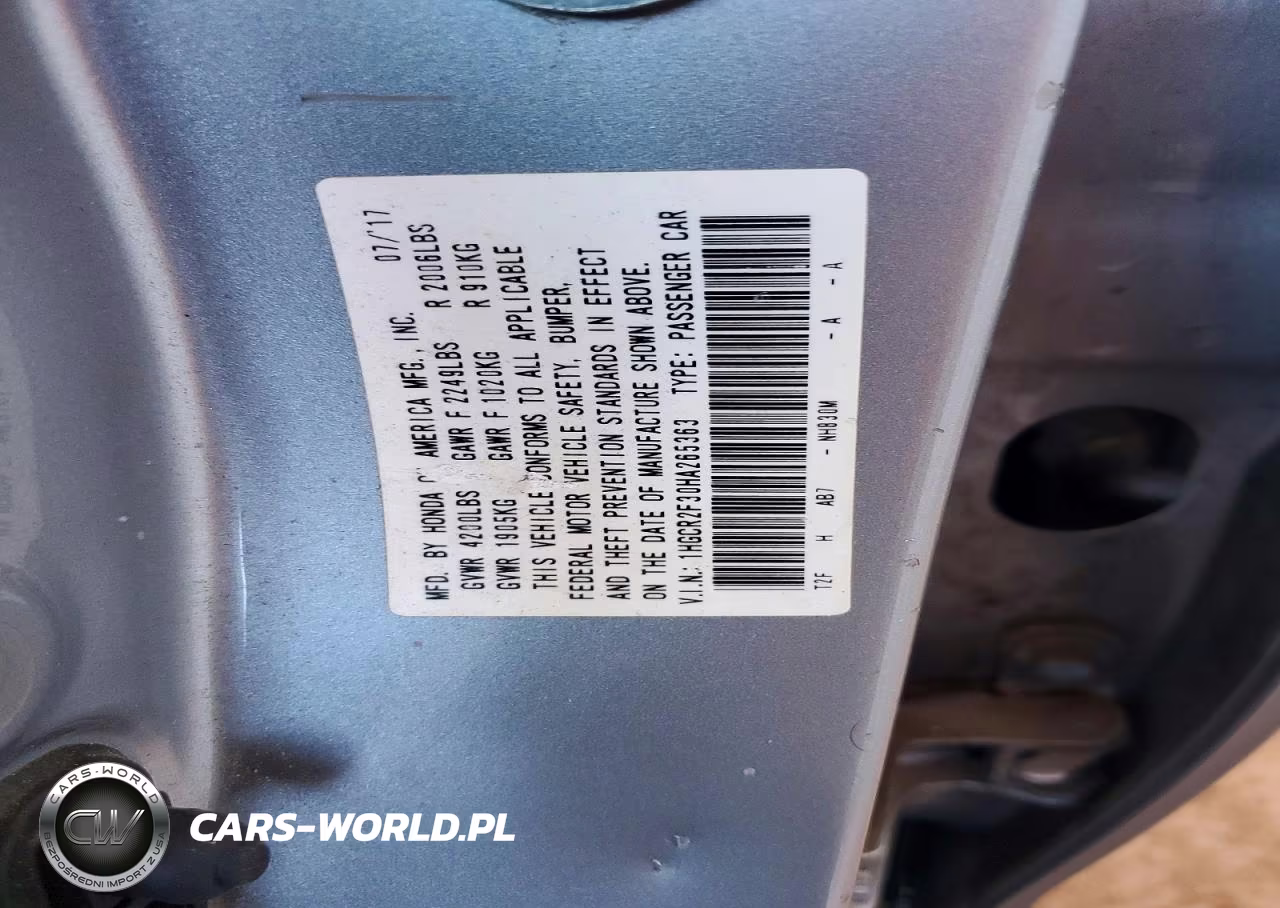 2017 Honda Accord VIN:1HGCR2F30HA265363 - 12
