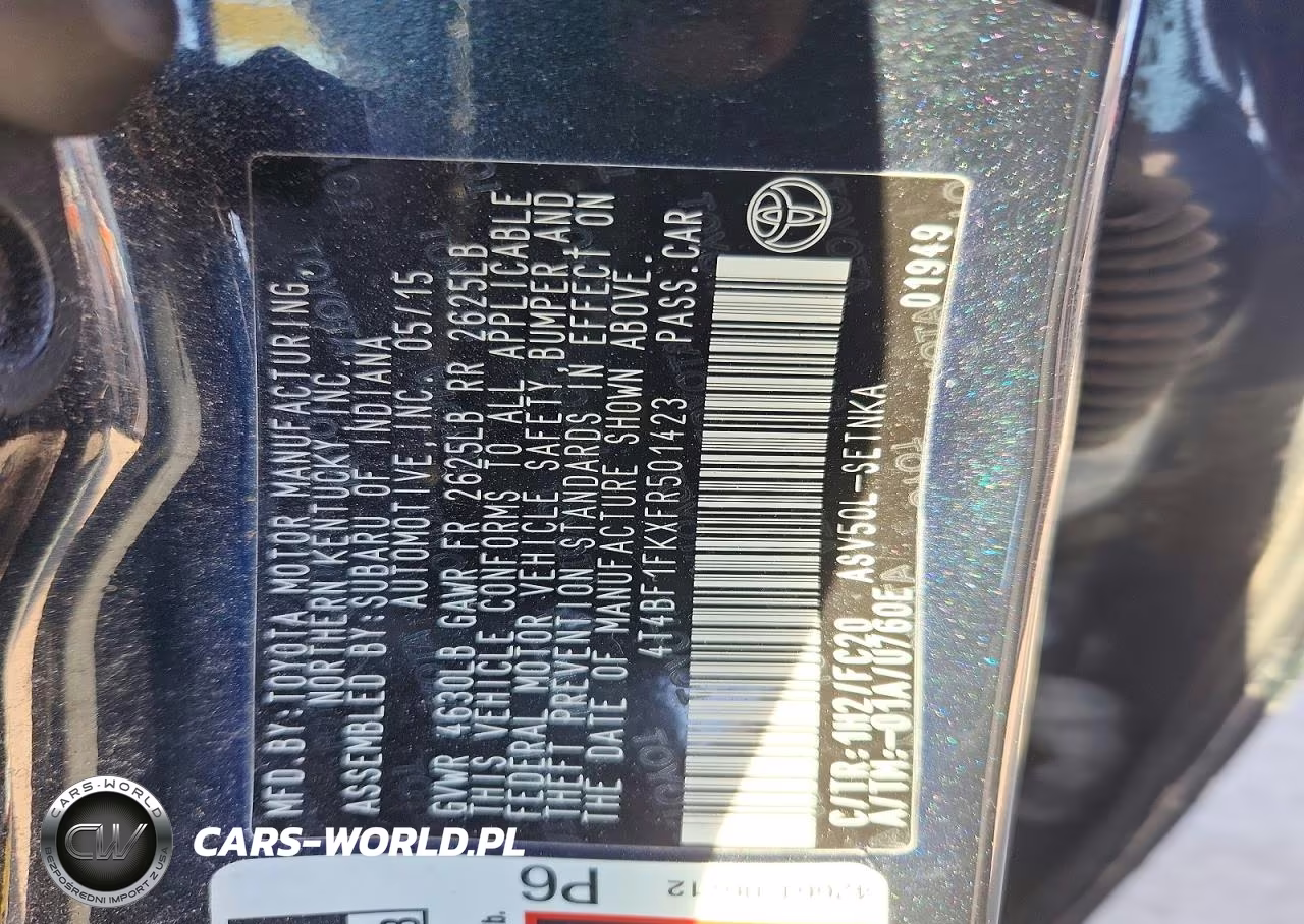 2015 Toyota Camry Le VIN:4T4BF1FKXFR501423 - 12