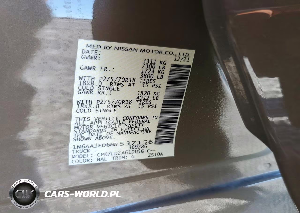 2021 Nissan Titan Pro-4X VIN:1N6AA1ED6MN537156 - 13