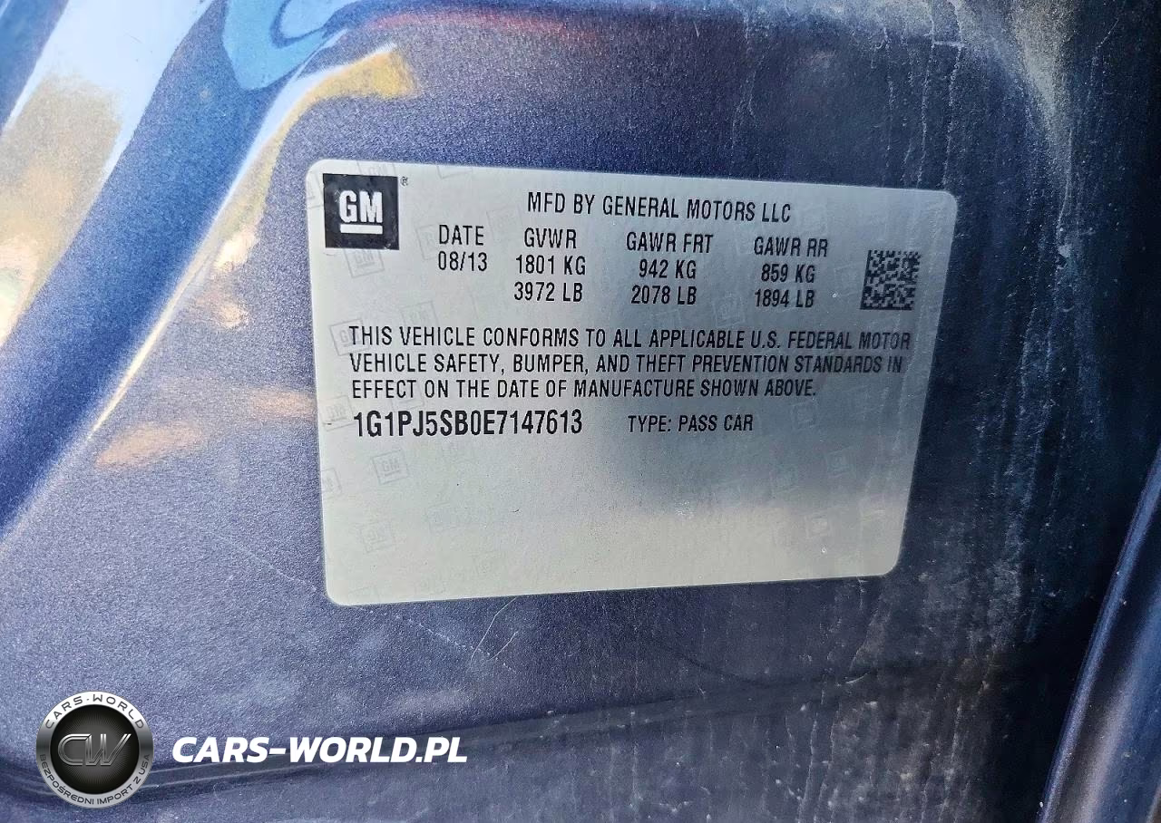 2014 Chevrolet Cruze Eco VIN:1G1PJ5SB0E7147613 - 12