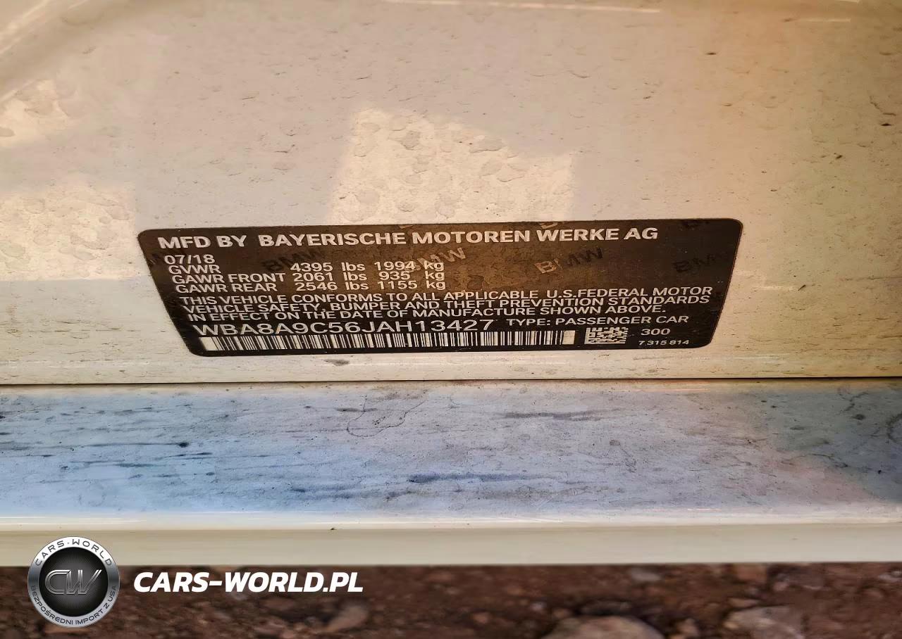 2018 BMW 320 I VIN:WBA8A9C56JAH13427 - 13