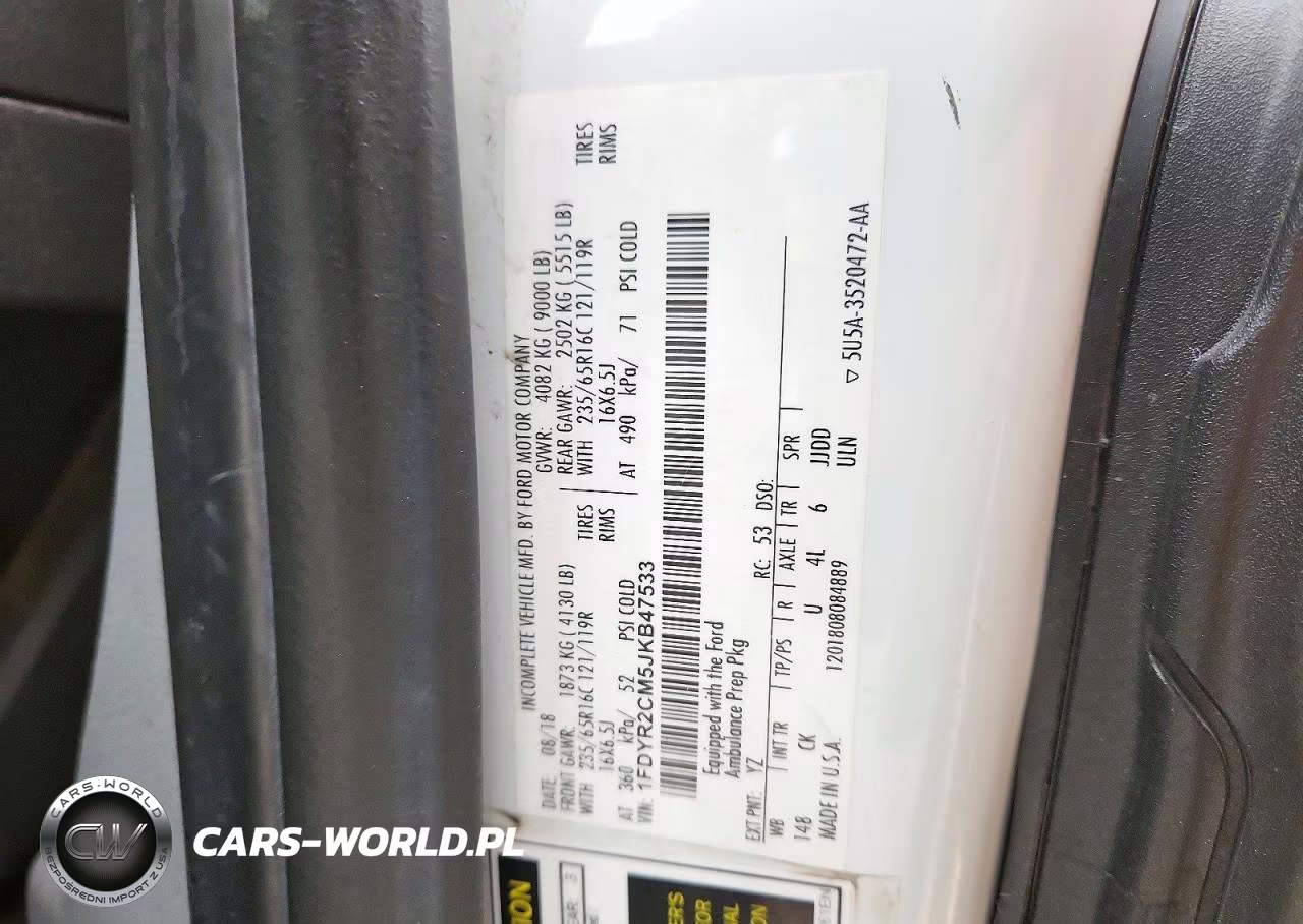 2018 Ford Transit T-250 VIN:1FDYR2CM5JKB47533 - 12