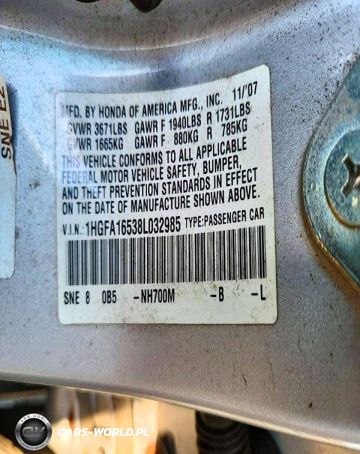 2008 Honda Civic Lx VIN:1HGFA16538L032985 - 13