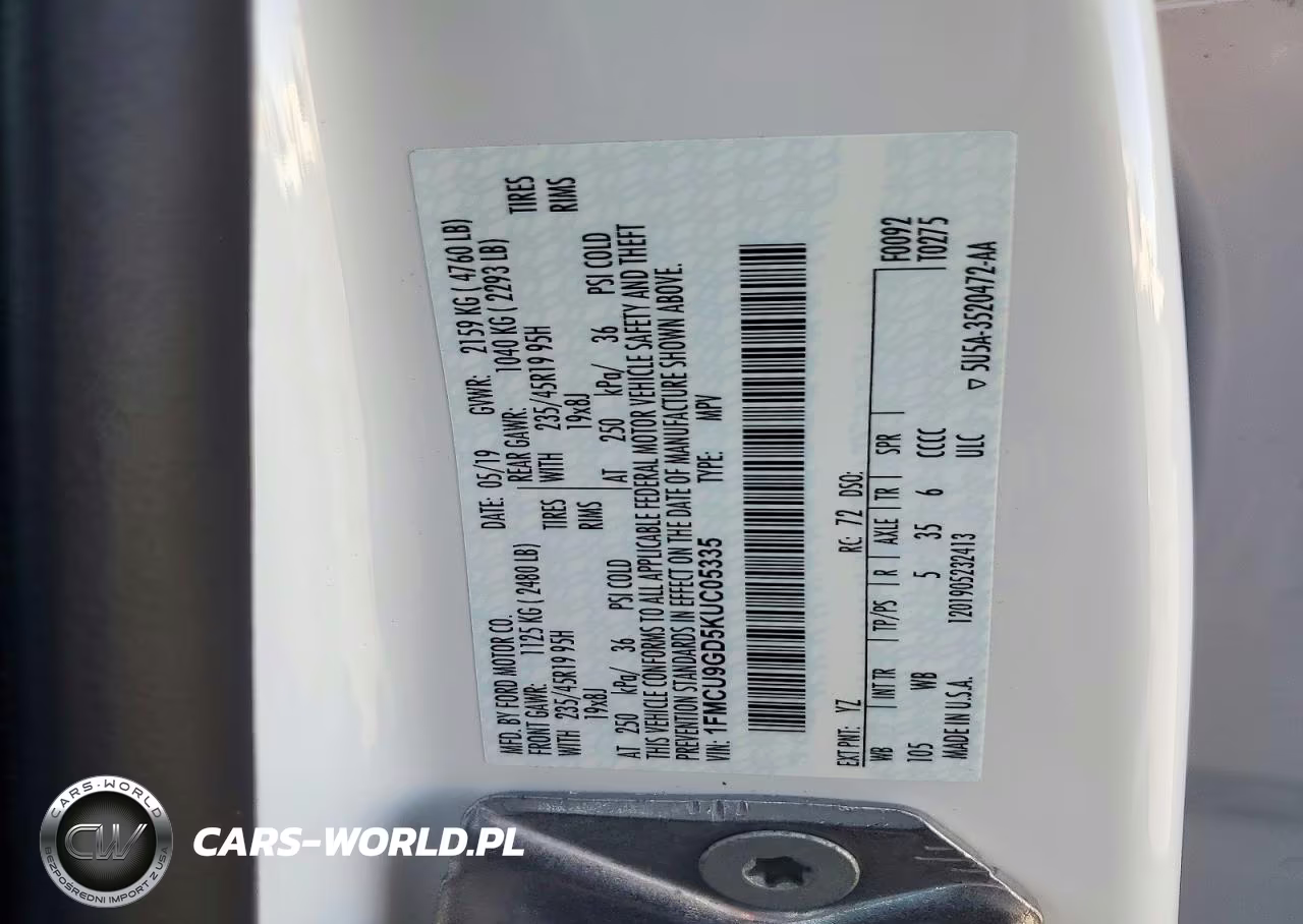 2019 Ford Escape Se VIN:1FMCU9GD5KUC05335 - 13