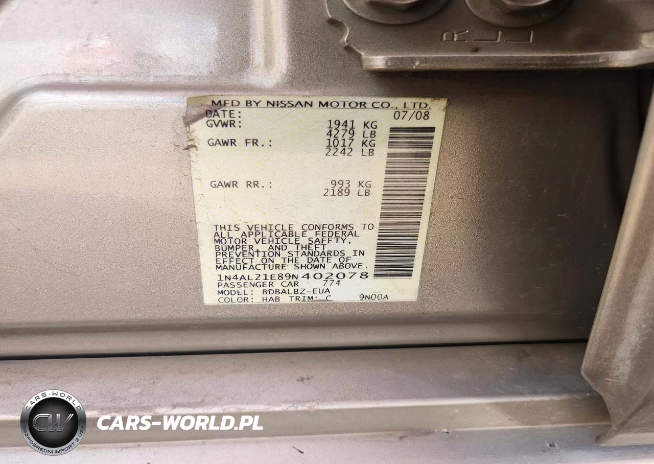 2009 Nissan Altima 2.5 VIN:1N4AL21E89N402078 - 12
