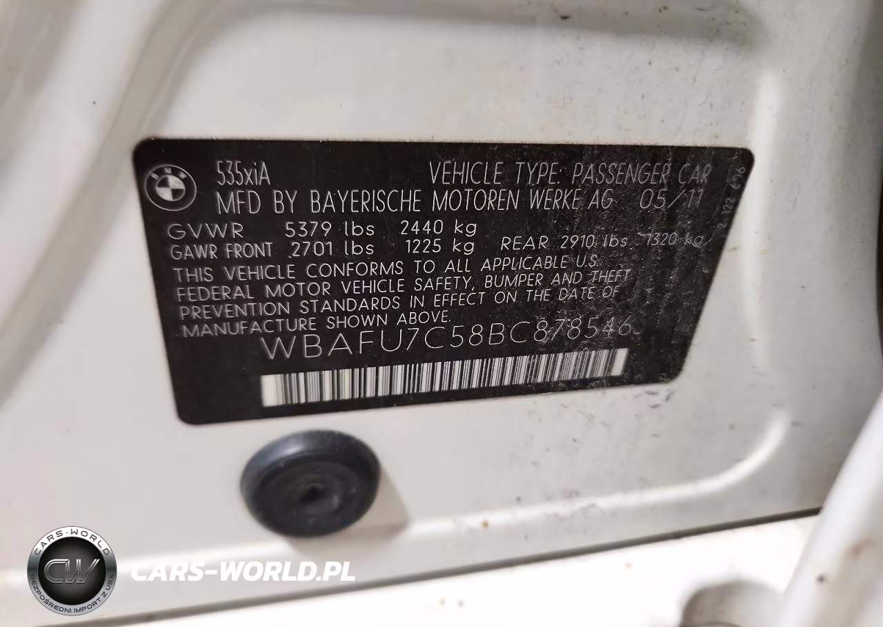 2011 BMW 535 Xi VIN:WBAFU7C58BC878546 - 12