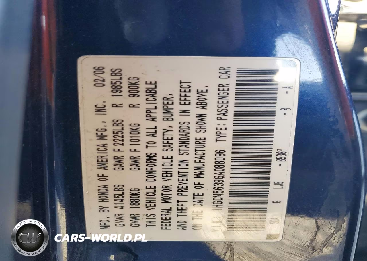 2006 Honda Accord Se VIN:1HGCM56396A088096 - 12