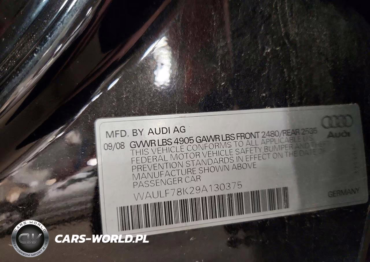 2009 Audi A4 2.0T Quattro VIN:WAULF78K29A130375 - 12